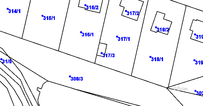 Parcela st. 317/3 v KÚ Kolovraty, Katastrální mapa
