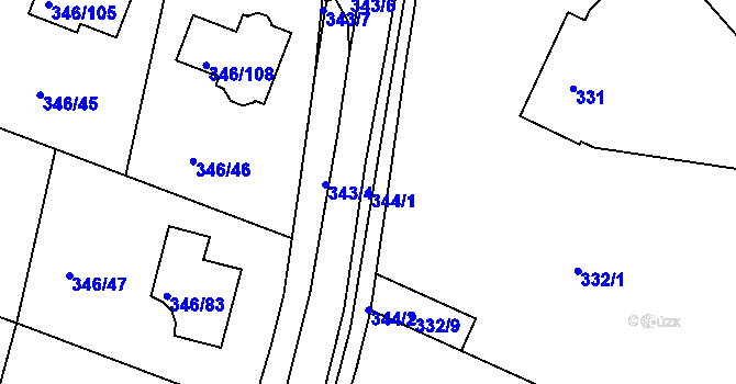 Parcela st. 344/1 v KÚ Kolovraty, Katastrální mapa