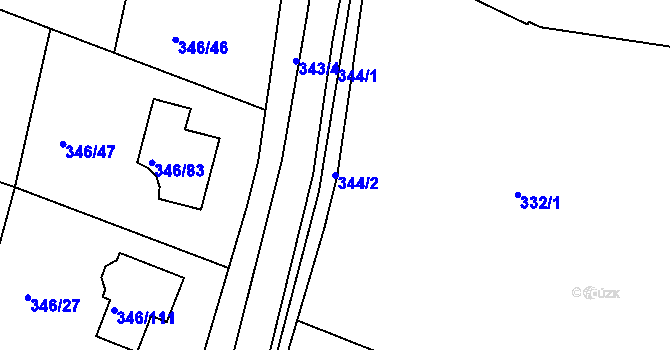 Parcela st. 344/2 v KÚ Kolovraty, Katastrální mapa