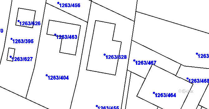 Parcela st. 1263/628 v KÚ Kolovraty, Katastrální mapa