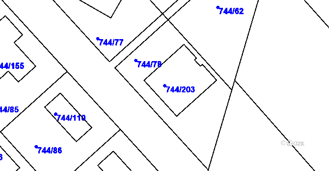 Parcela st. 744/203 v KÚ Kolovraty, Katastrální mapa