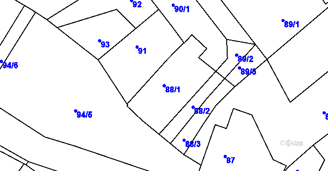 Parcela st. 88/1 v KÚ Kolovraty, Katastrální mapa