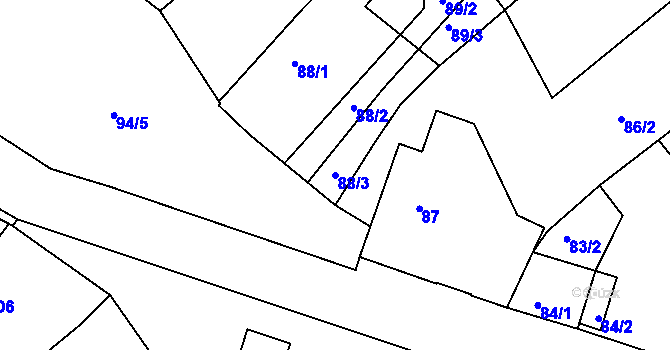 Parcela st. 88/3 v KÚ Kolovraty, Katastrální mapa