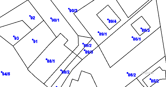 Parcela st. 89/2 v KÚ Kolovraty, Katastrální mapa