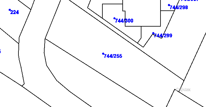Parcela st. 744/255 v KÚ Kolovraty, Katastrální mapa