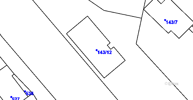 Parcela st. 143/12 v KÚ Kolovraty, Katastrální mapa