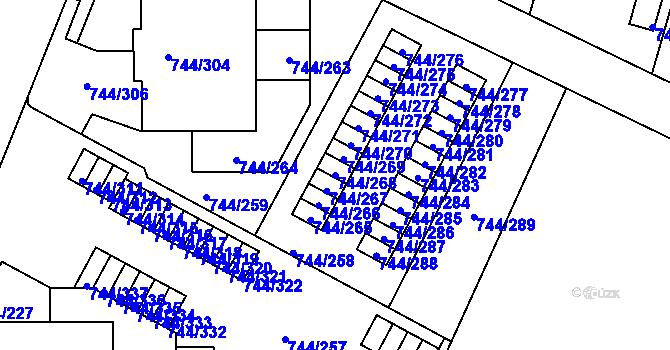 Parcela st. 744/268 v KÚ Kolovraty, Katastrální mapa