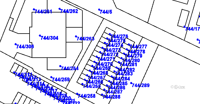 Parcela st. 744/272 v KÚ Kolovraty, Katastrální mapa