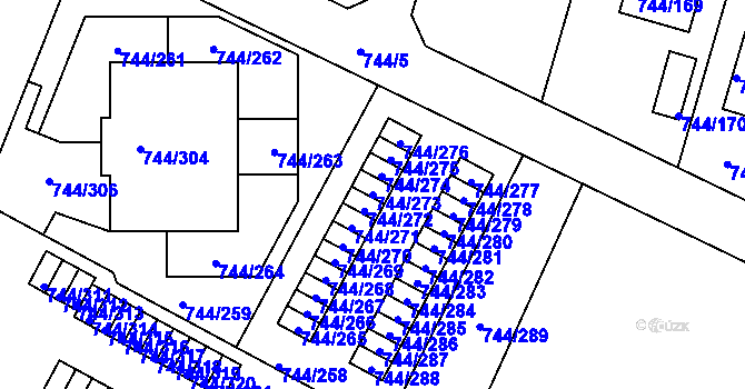 Parcela st. 744/273 v KÚ Kolovraty, Katastrální mapa