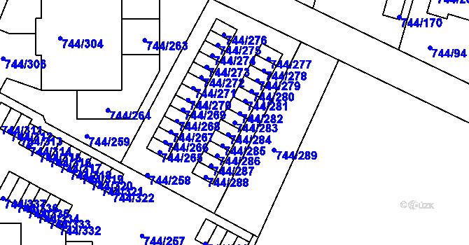 Parcela st. 744/283 v KÚ Kolovraty, Katastrální mapa