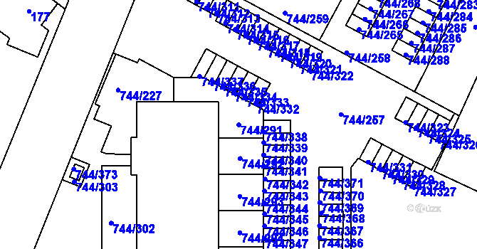 Parcela st. 744/291 v KÚ Kolovraty, Katastrální mapa