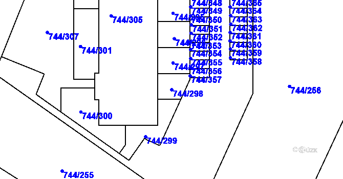 Parcela st. 744/298 v KÚ Kolovraty, Katastrální mapa