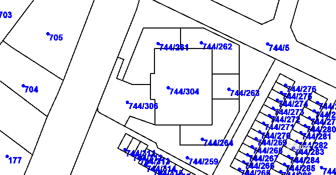 Parcela st. 744/304 v KÚ Kolovraty, Katastrální mapa