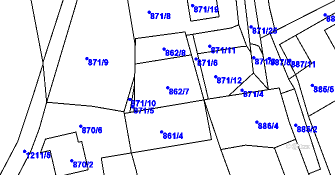 Parcela st. 862/7 v KÚ Kolovraty, Katastrální mapa