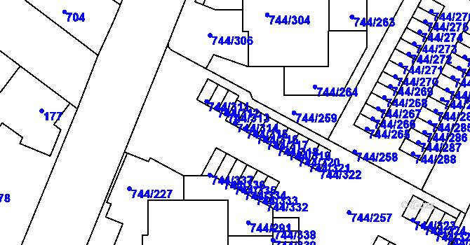 Parcela st. 744/314 v KÚ Kolovraty, Katastrální mapa