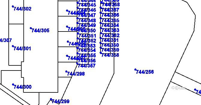 Parcela st. 744/358 v KÚ Kolovraty, Katastrální mapa