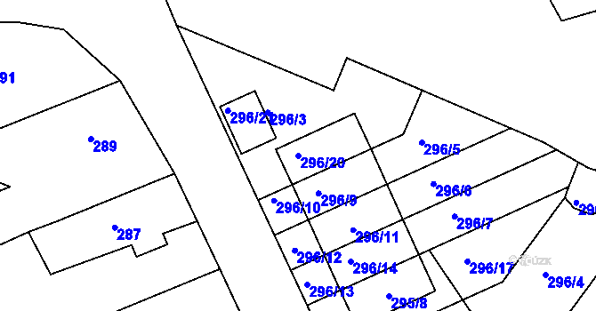 Parcela st. 296/20 v KÚ Kolovraty, Katastrální mapa