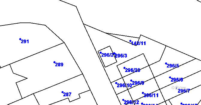 Parcela st. 296/21 v KÚ Kolovraty, Katastrální mapa