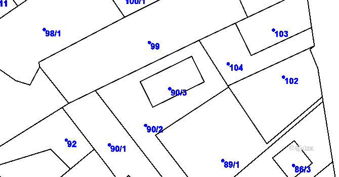 Parcela st. 90/3 v KÚ Kolovraty, Katastrální mapa
