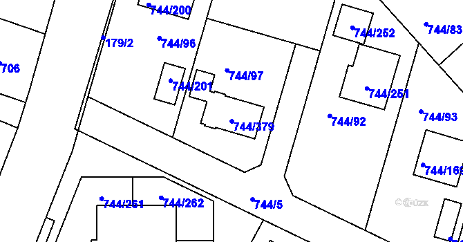 Parcela st. 744/379 v KÚ Kolovraty, Katastrální mapa