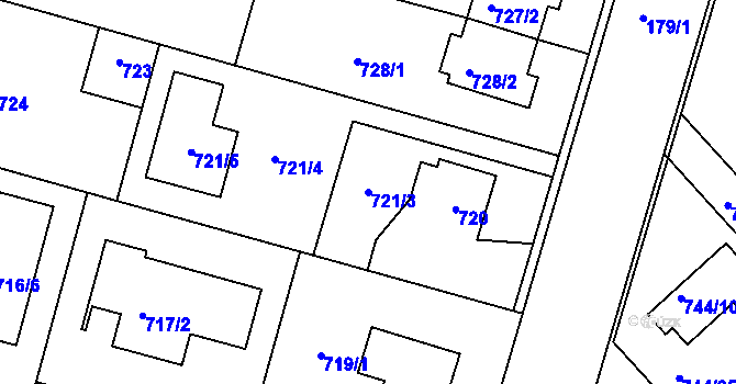 Parcela st. 721/3 v KÚ Kolovraty, Katastrální mapa