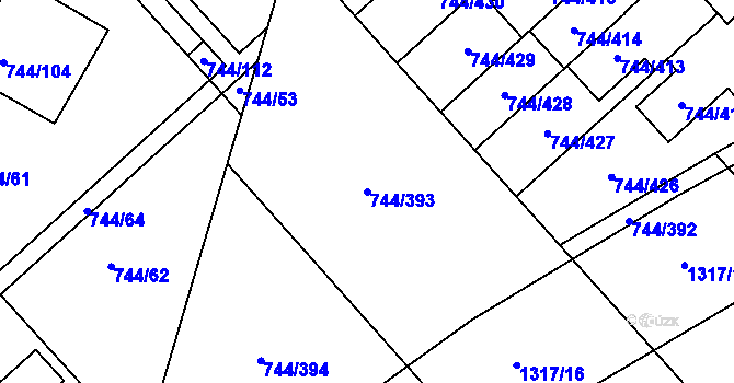 Parcela st. 744/393 v KÚ Kolovraty, Katastrální mapa