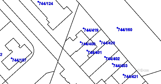 Parcela st. 744/400 v KÚ Kolovraty, Katastrální mapa
