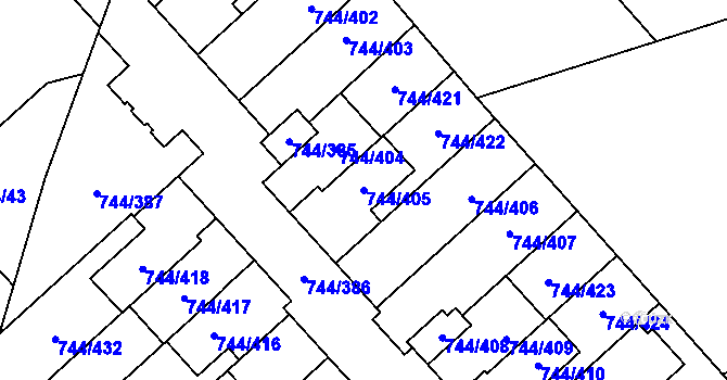 Parcela st. 744/405 v KÚ Kolovraty, Katastrální mapa