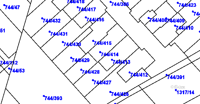 Parcela st. 744/414 v KÚ Kolovraty, Katastrální mapa