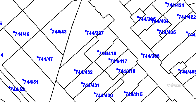 Parcela st. 744/418 v KÚ Kolovraty, Katastrální mapa