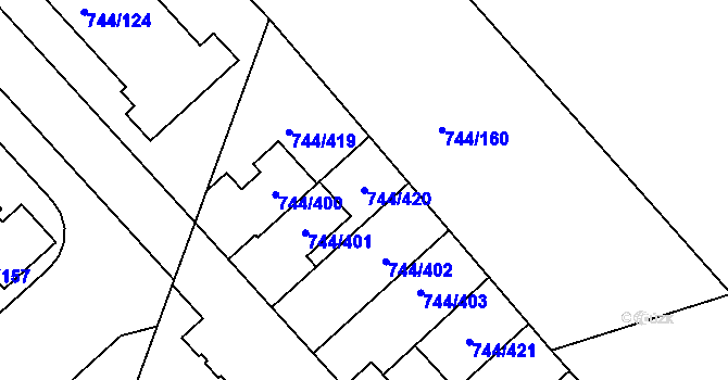 Parcela st. 744/420 v KÚ Kolovraty, Katastrální mapa