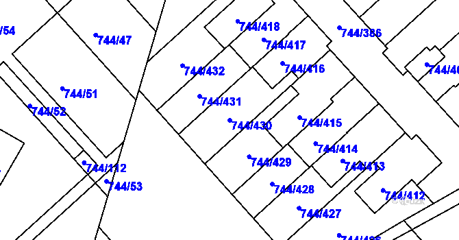 Parcela st. 744/430 v KÚ Kolovraty, Katastrální mapa