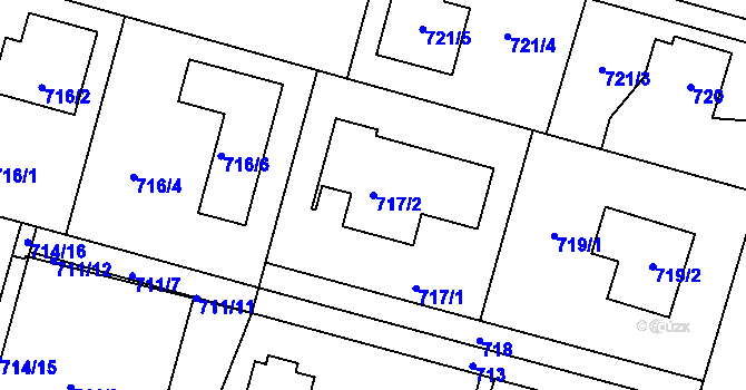 Parcela st. 717/2 v KÚ Kolovraty, Katastrální mapa