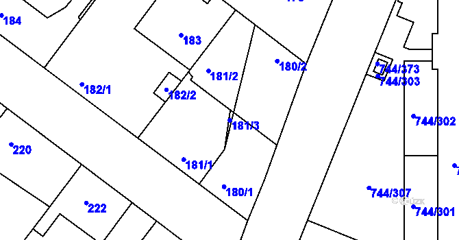 Parcela st. 181/3 v KÚ Kolovraty, Katastrální mapa