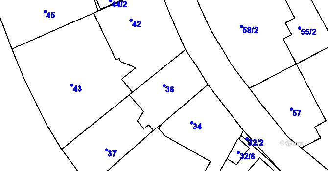 Parcela st. 36 v KÚ Lipany, Katastrální mapa