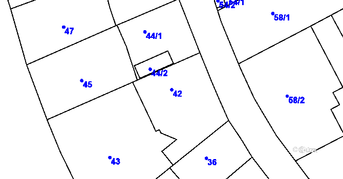 Parcela st. 42 v KÚ Lipany, Katastrální mapa