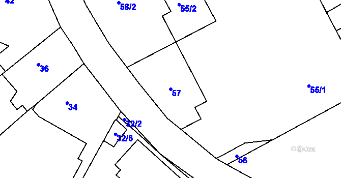 Parcela st. 57 v KÚ Lipany, Katastrální mapa