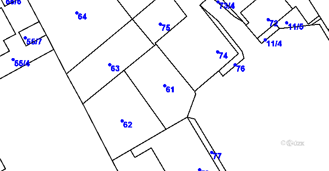 Parcela st. 61 v KÚ Lipany, Katastrální mapa