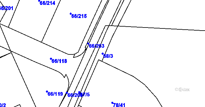 Parcela st. 68/3 v KÚ Lipany, Katastrální mapa