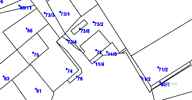 Parcela st. 72 v KÚ Lipany, Katastrální mapa