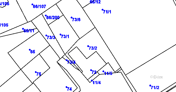 Parcela st. 73/2 v KÚ Lipany, Katastrální mapa