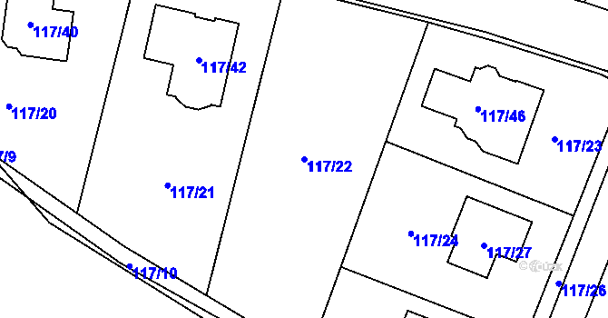 Parcela st. 117/22 v KÚ Lipany, Katastrální mapa