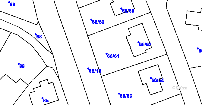 Parcela st. 66/51 v KÚ Lipany, Katastrální mapa
