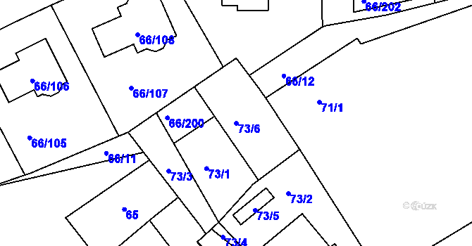 Parcela st. 73/6 v KÚ Lipany, Katastrální mapa