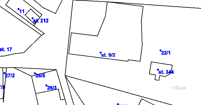 Parcela st. 9/2 v KÚ Kolšov, Katastrální mapa