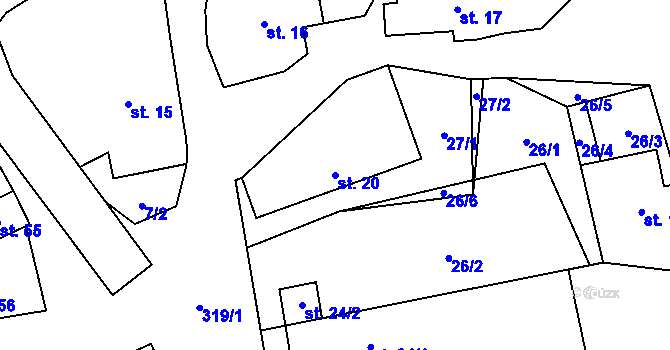 Parcela st. 20 v KÚ Kolšov, Katastrální mapa