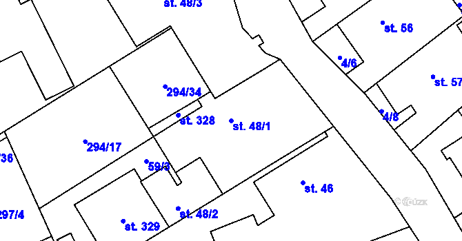 Parcela st. 48/1 v KÚ Kolšov, Katastrální mapa