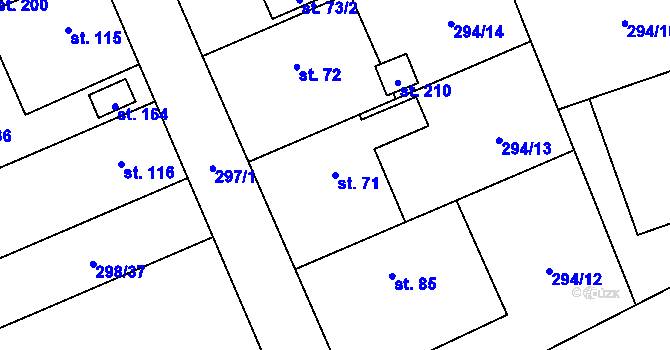 Parcela st. 71 v KÚ Kolšov, Katastrální mapa