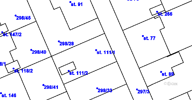 Parcela st. 111/1 v KÚ Kolšov, Katastrální mapa