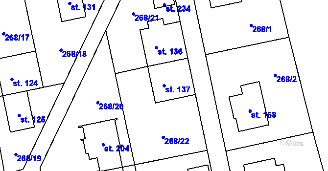 Parcela st. 137 v KÚ Kolšov, Katastrální mapa